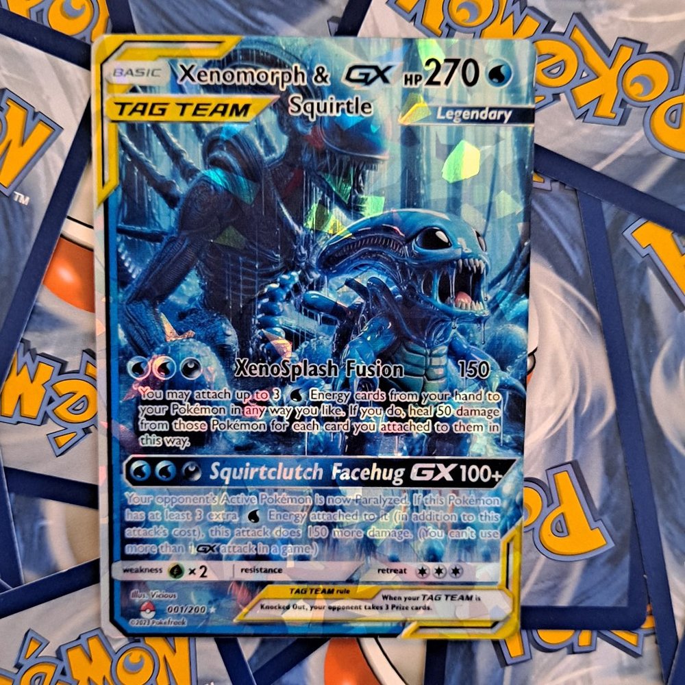 Squirtle And Xenomorph Tag Team Pokemon Card